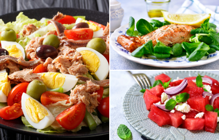 Recettes de fitness pour 11 salades délicieuses et saines.