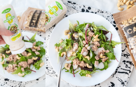 Fitness Recipe: Salade de thon rapide aux noix de cajou et sauce sans calories.
