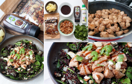 Fitness recipe: Poulet barbacué avec salade de quinoa et d’ananas.