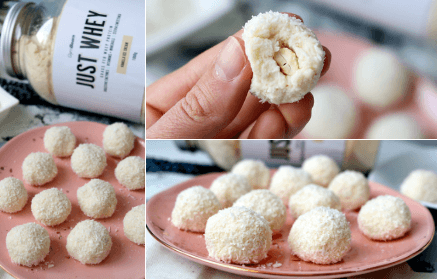 Fitness Recipe: Boules protéinées à la noix de coco et à l’amande, comme des Raffaello.
