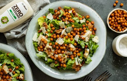 Fitness Recette : Salade César aux pois chiches croustillants.