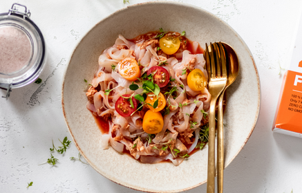 Fitness Recipe: Pâtes au thon et à la sauce tomate.