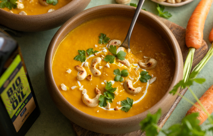 Fitness Recipe: Soupe crémeuse aux carottes et aux noix de cajou.