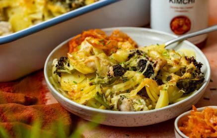 Fitness Recipe: Pommes de terre au four avec du poulet et du brocoli.