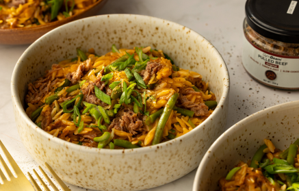 Fitness Recipe: Orzo cuit au four avec du bœuf effiloché.