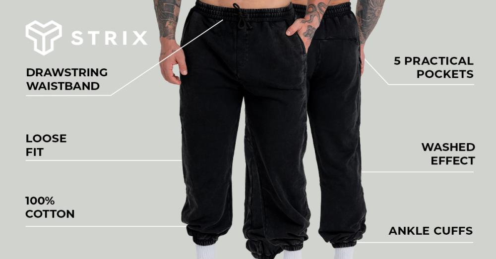 Washed Joggers Black - GymBeam