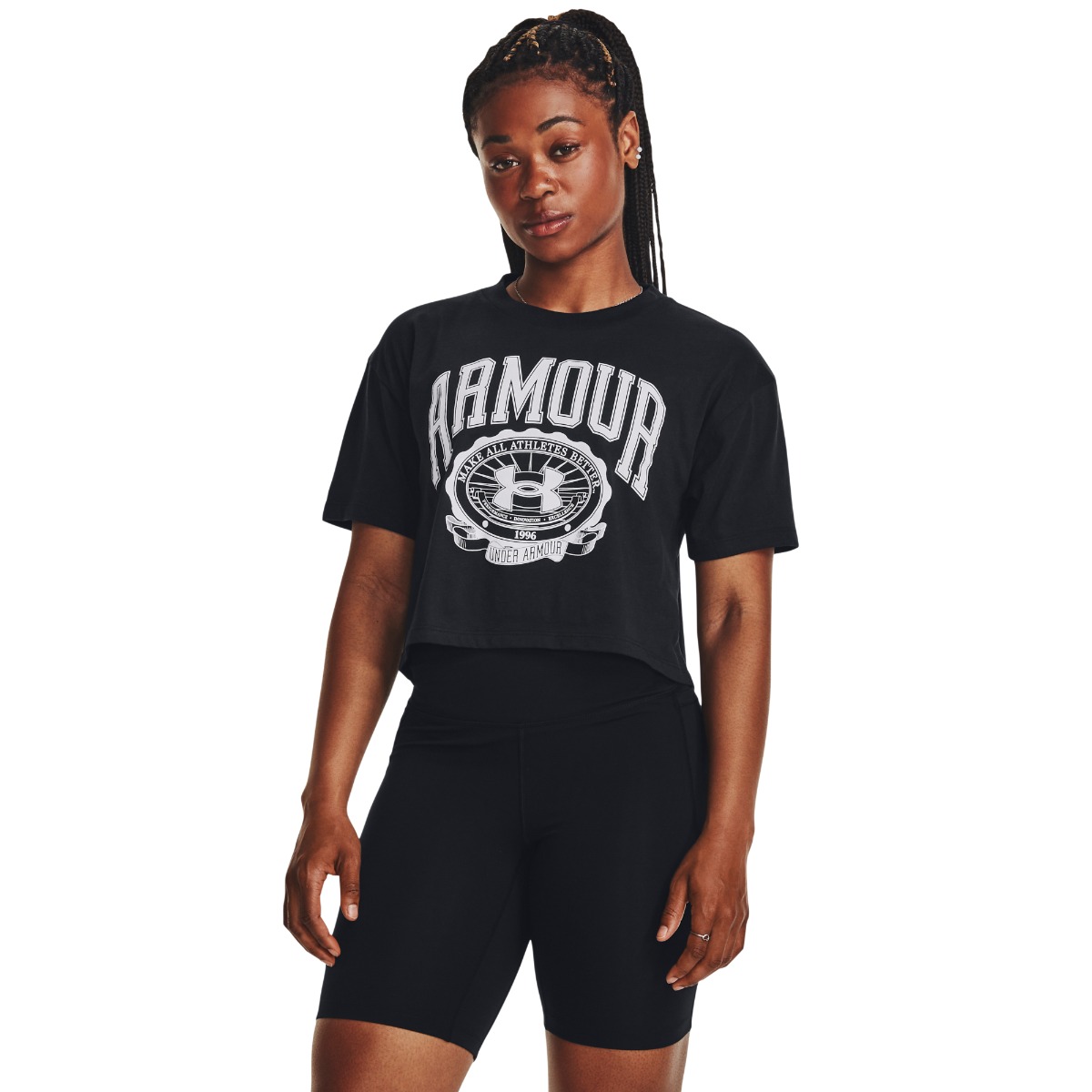 T-shirt Collegiate Crest Crop SS Grey - Under Armour