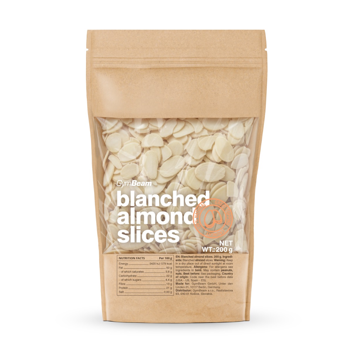 Amandes effilées, blanchies - GymBeam.