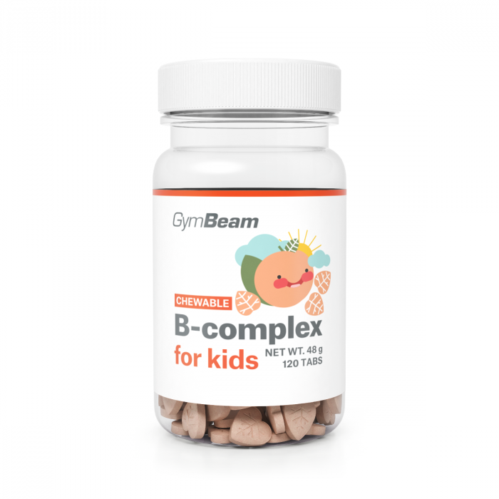 Chewable B-complex for kids - GymBeam 120 tab - apricot