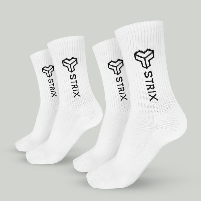Essential Crew Socks 2Pack White - STRIX S