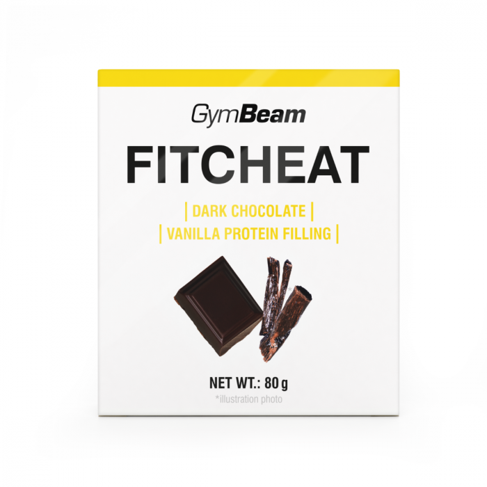 Fitcheat Protein Chocolate - GymBeam 80 g - white chocolate strawberry
