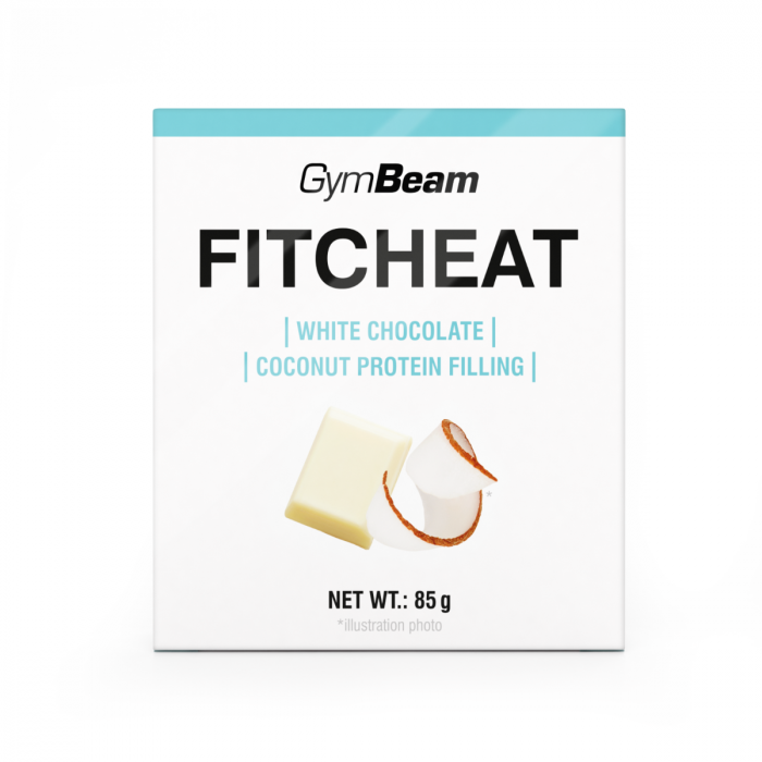 Fitcheat Protein Chocolate - GymBeam 80 g - white chocolate strawberry