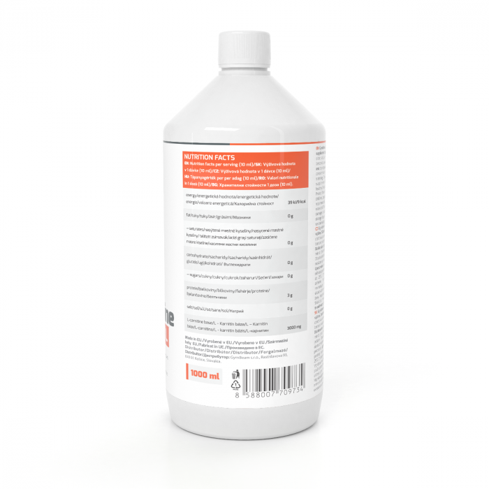 Spaľovač tukov L-Karnitín - GymBeam 500 ml - orange