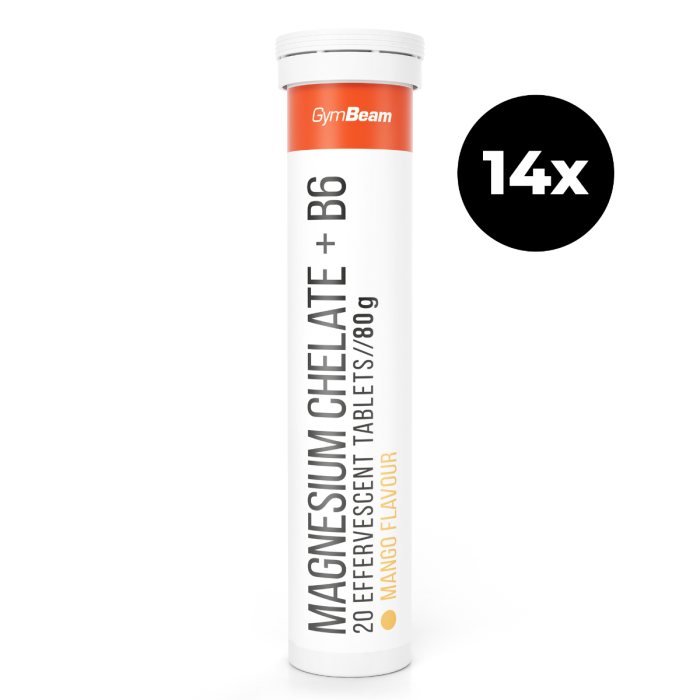 Magnesium chelate + B6 effervescent - GymBeam mango - 20 tab