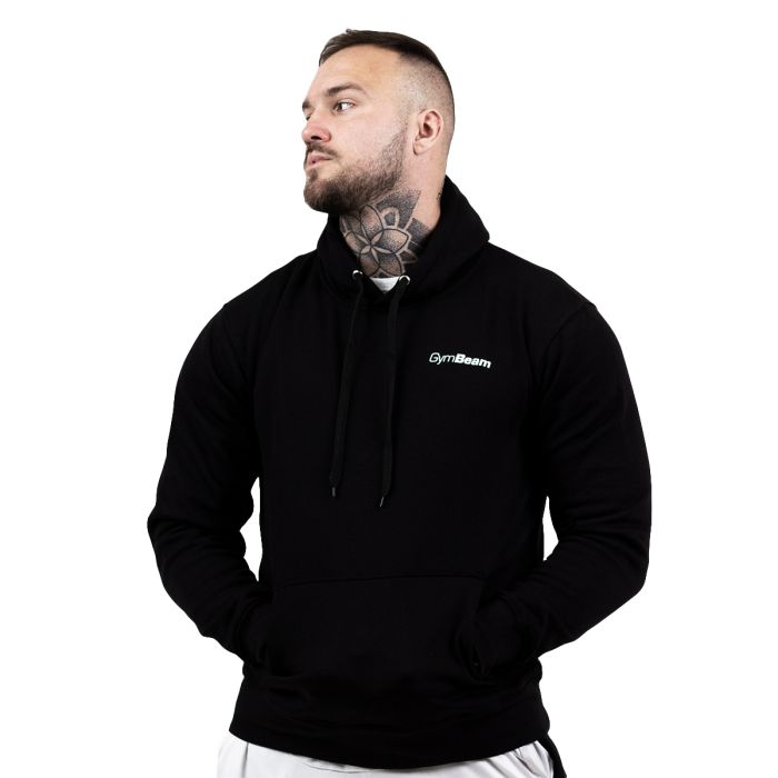 Men’s Athlete Hoodie Black White - GymBeam L