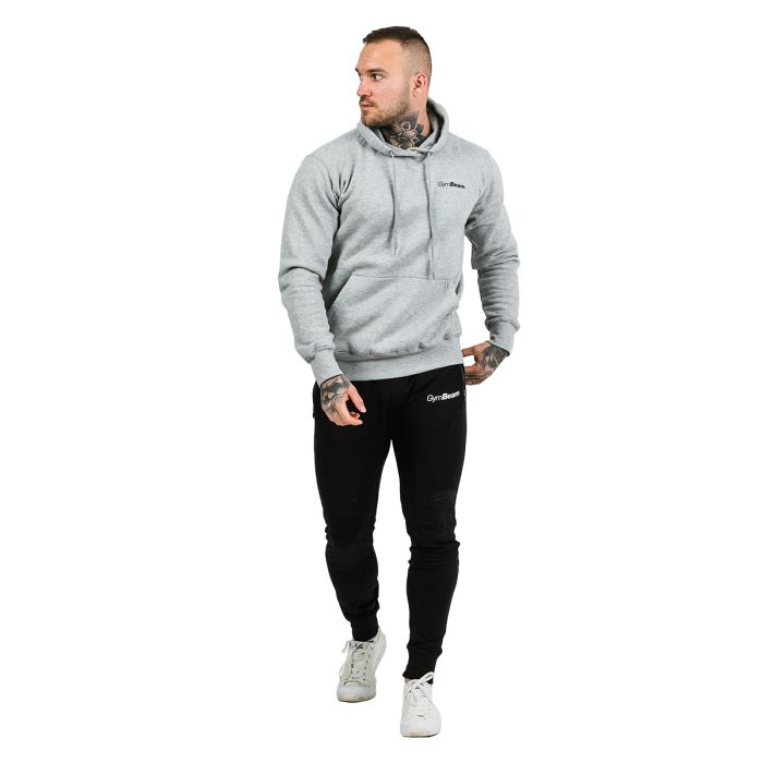 Men’s Athlete Hoodie Grey Black - GymBeam L