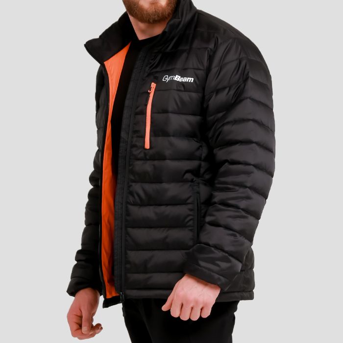 Men‘s Puffer Jacket Black/Orange - GymBeam L