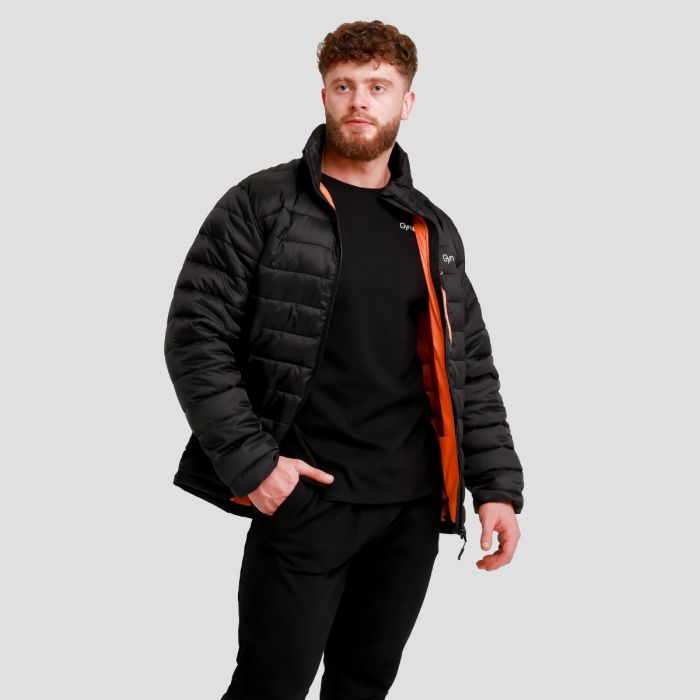 Men‘s Puffer Jacket Black/Orange - GymBeam L