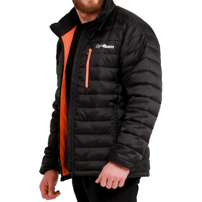Men‘s Puffer Jacket Black/Orange - GymBeam L