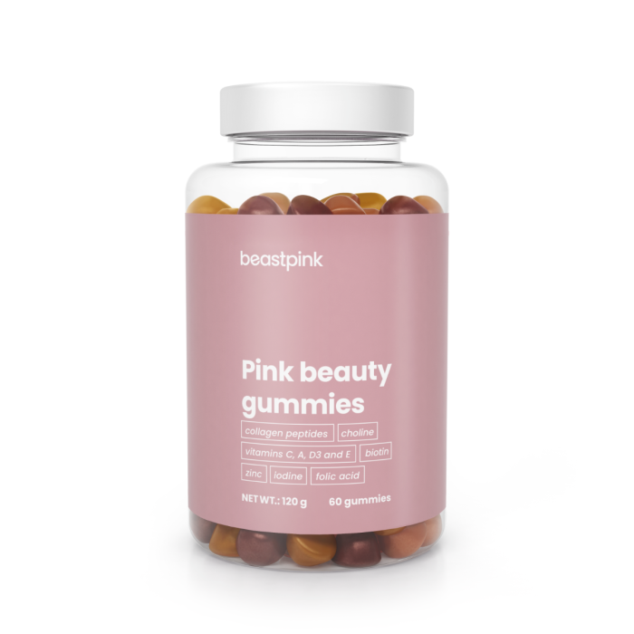 Pink Beauty Gummies - BeastPink starfruit papaya cherry - 60 caps