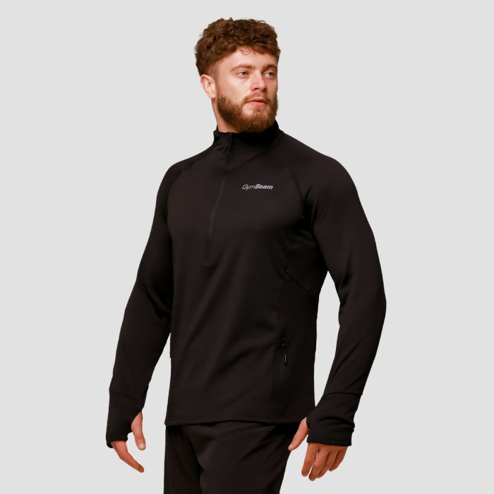 Pulse 1/2 Zip Running Sweatshirt Black - GymBeam M