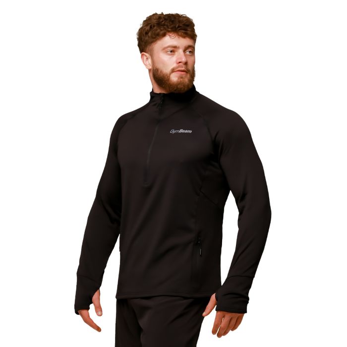Pulse 1/2 Zip Running Sweatshirt Black - GymBeam M