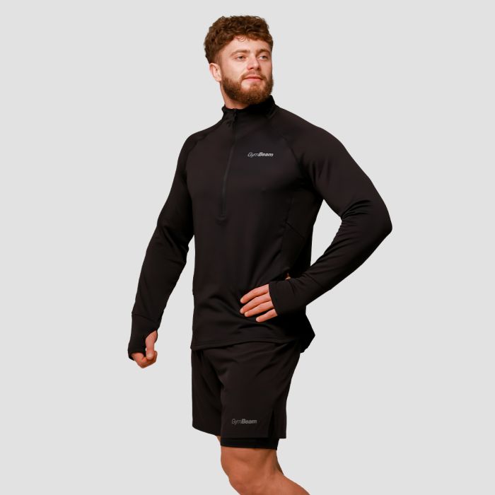 Pulse 1/2 Zip Running Sweatshirt Black - GymBeam M