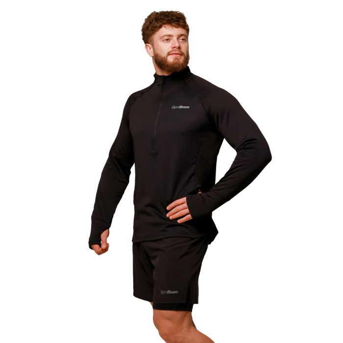 Pulse 1/2 Zip Running Sweatshirt Black - GymBeam M