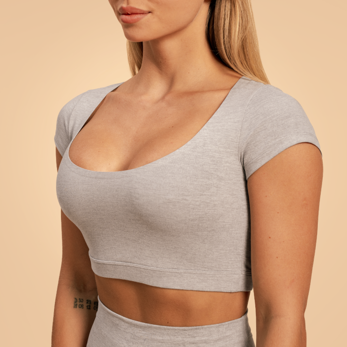 Women‘s Sense Cropped T-shirt Grey - BeastPink XS