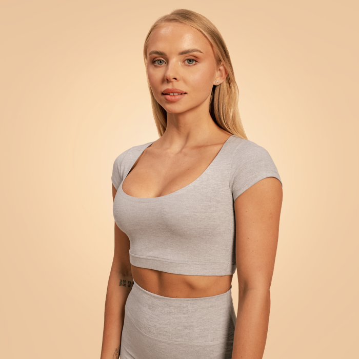 Women‘s Sense Cropped T-shirt Grey - BeastPink XS