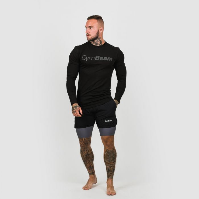 Men‘s 2in1 Shorts Black Grey - GymBeam L