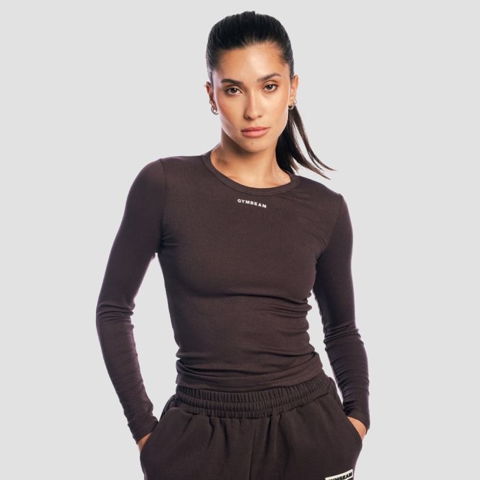 Women‘s Aura Long Sleeve T-Shirt Tee Brown - GymBeam S