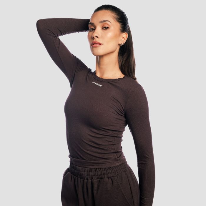Women‘s Aura Long Sleeve T-Shirt Tee Brown - GymBeam S