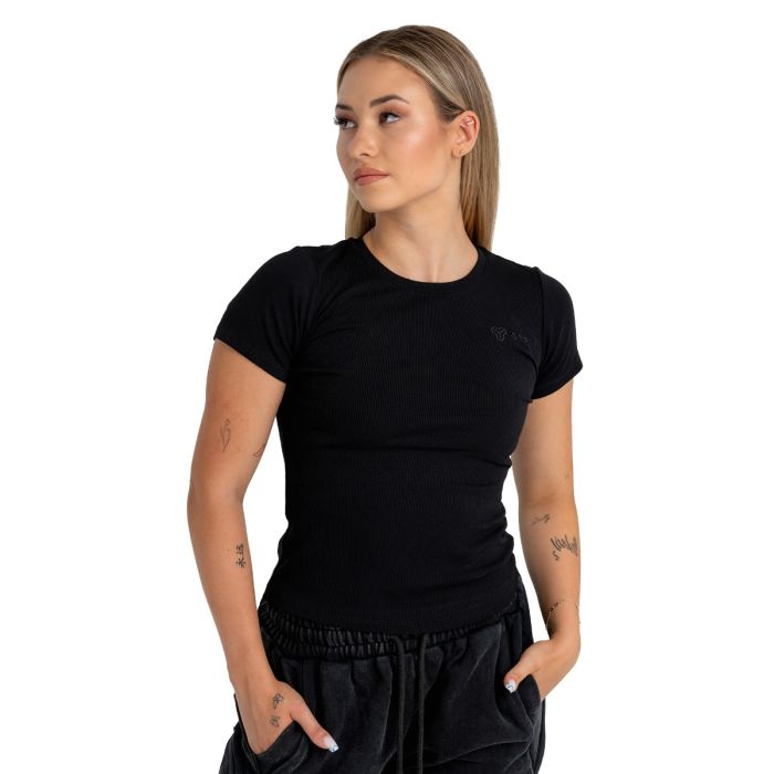 Women‘s Ribbed Tee Black - STRIX L