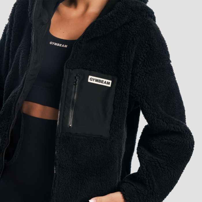 Women‘s Sherpa Jacket Black - GymBeam XL