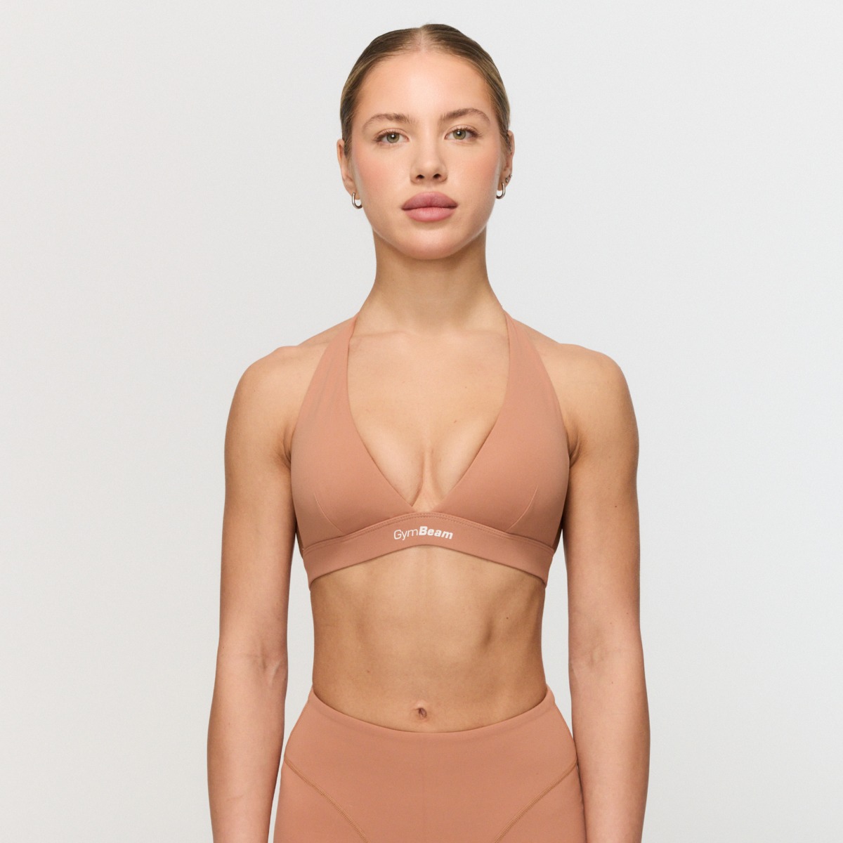 Soutien-gorge de sport Fierce Halter, couleur caramel - GymBeam.