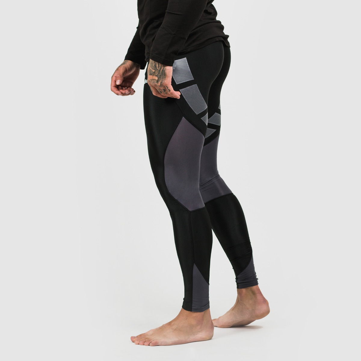 Leggings pour hommes Flex Tights, noir et gris.