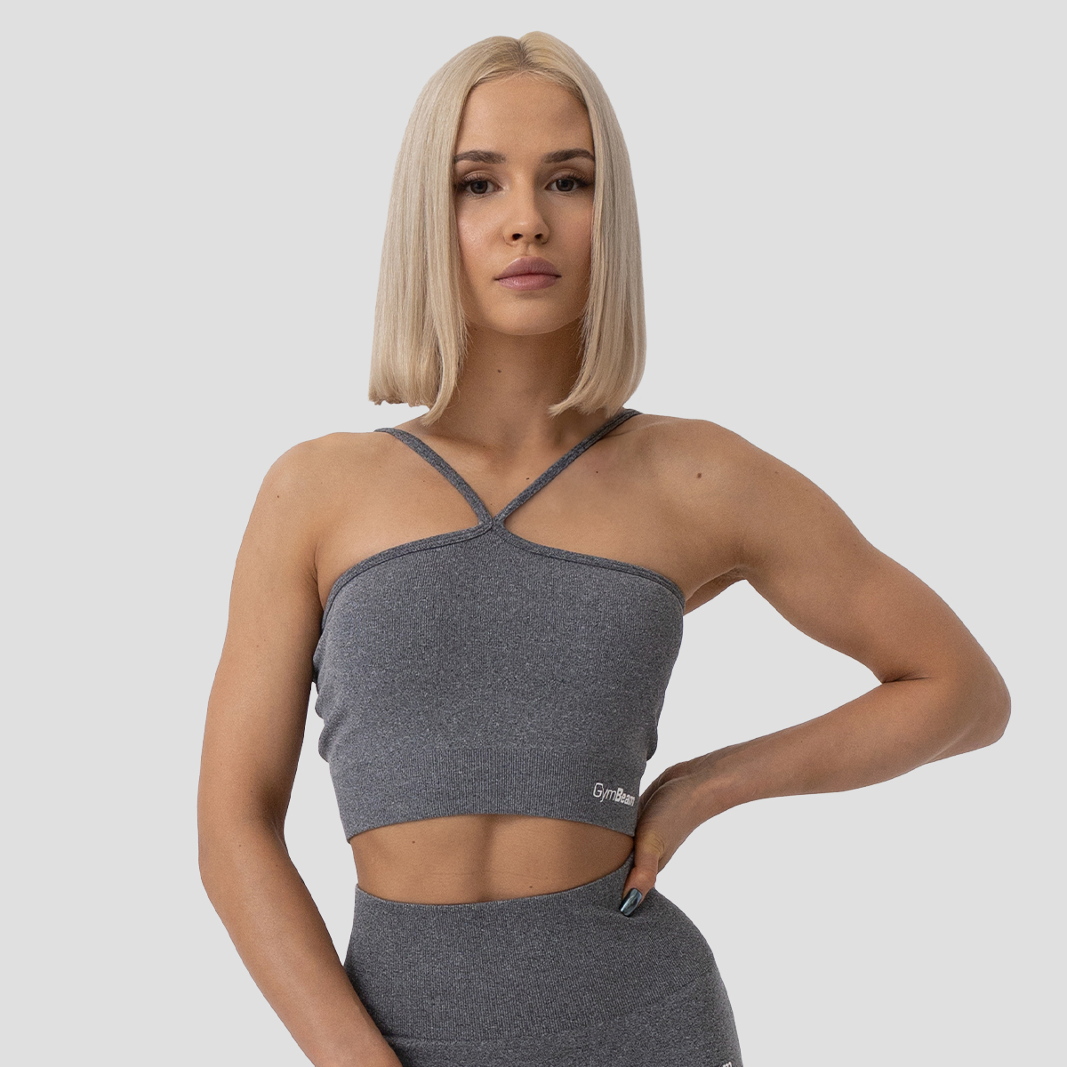 Soutien-gorge de sport Halter FLO, couleur gris - GymBeam.