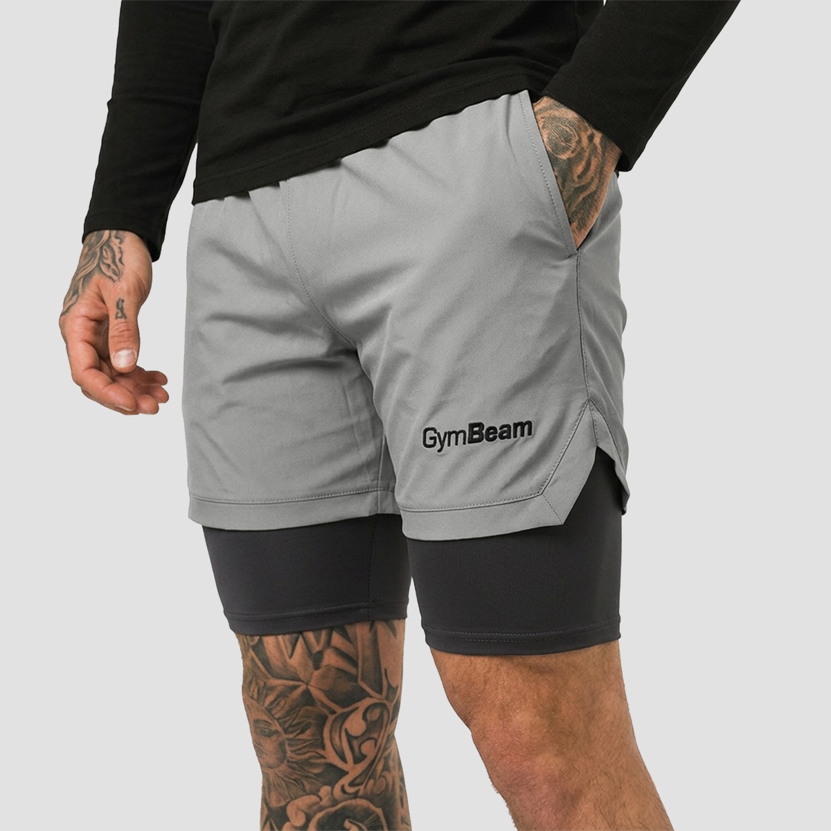 Shorts pour hommes 2 en 1 Iron Smoke - GymBeam.