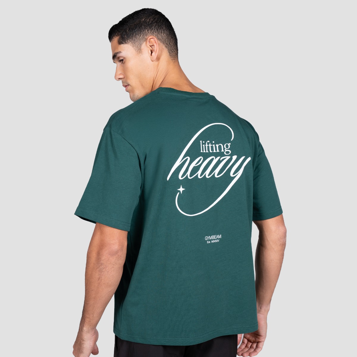 T-shirt "Lifting Heavy" – Forest – GymBeam.