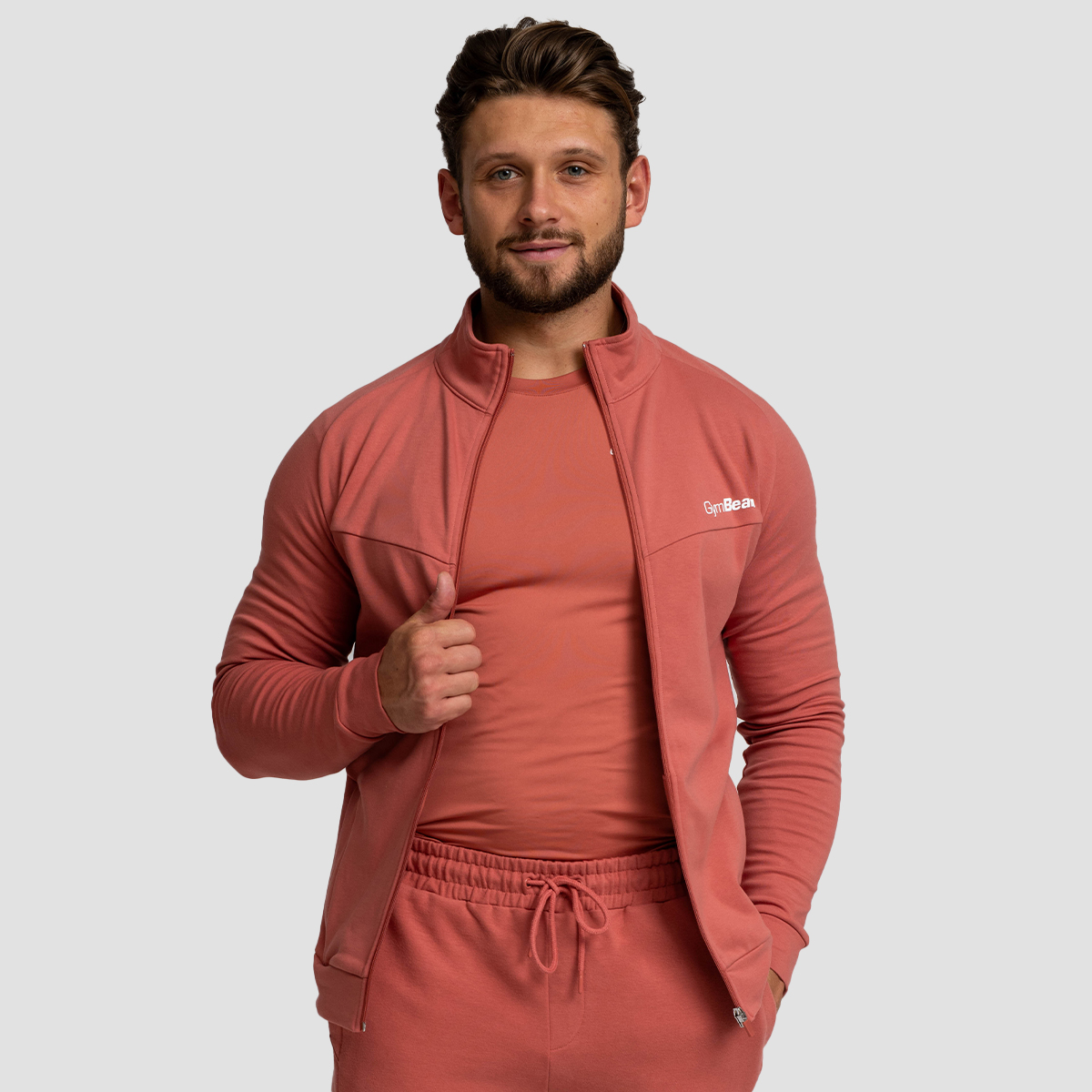 Sweat à capuche Zipper Limitless, couleur cannelle - GymBeam.
