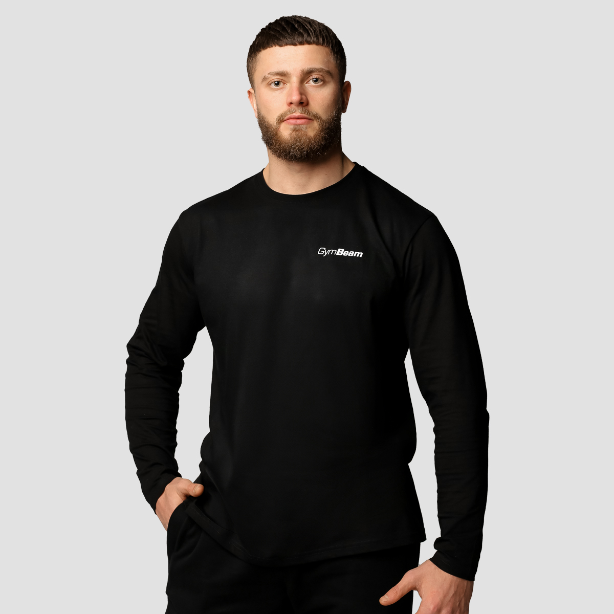T-shirt manches longues basique pour hommes – noir – GymBeam.