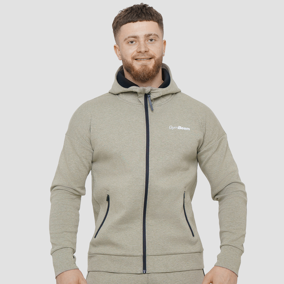 Agile Sweat à capuche zippé, couleur vert sauge - GymBeam.
