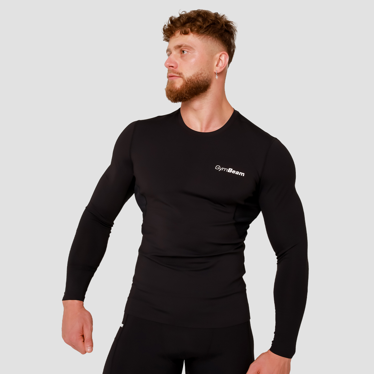 T-shirt à manches longues, haute compression, couleur noire - GymBeam.