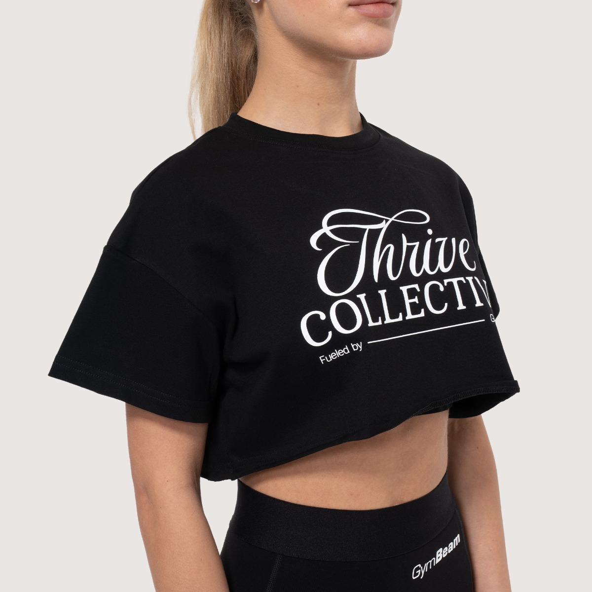 T-shirt court femme "Thrive", couleur noire - GymBeam.