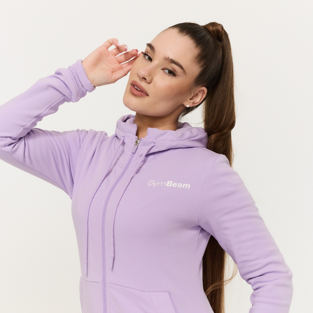 Sweat à capuche zippé pour femmes, couleur lavande - GymBeam.