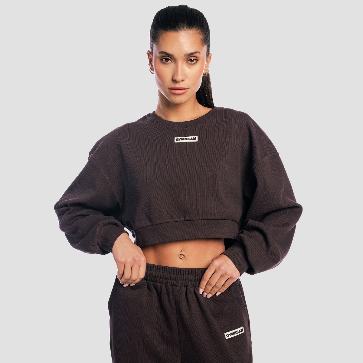 T-shirt de sport à coupe courte Aura pour femmes, couleur marron – GymBeam.