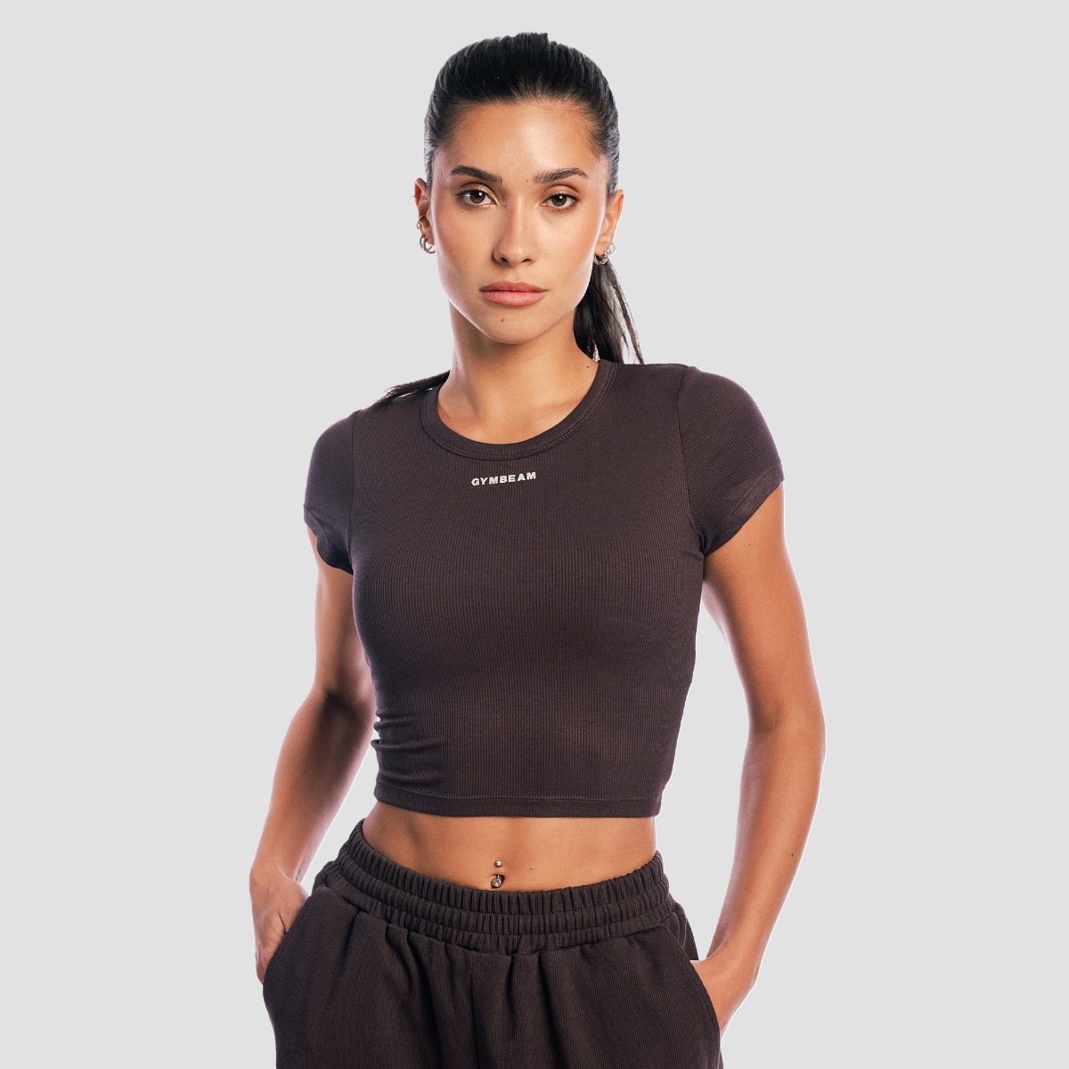 T-shirt court "Aura" pour femmes, couleur marron - GymBeam.