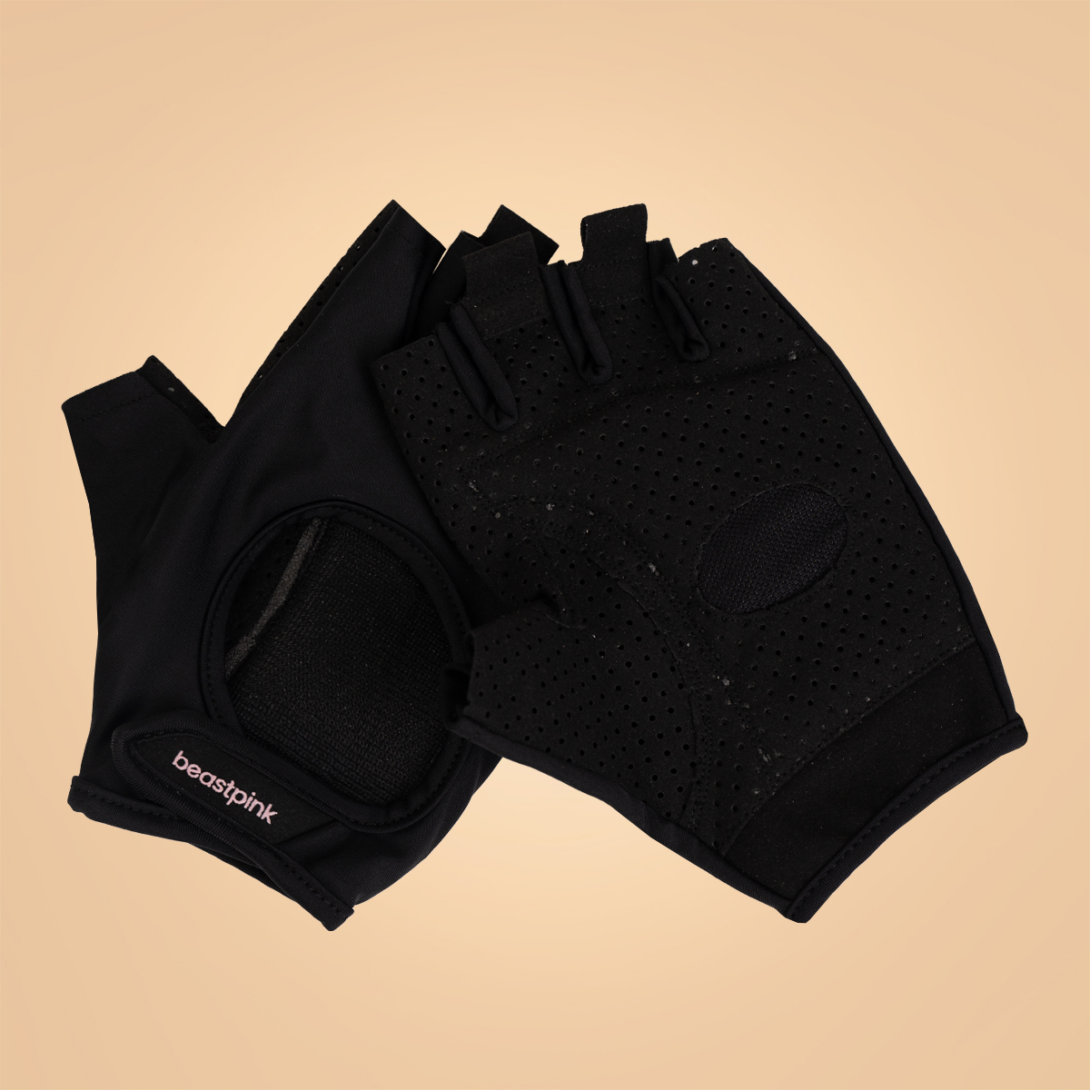 Gants de musculation pour femmes Hyper Fitness, couleur noire – détails rose "Beast".