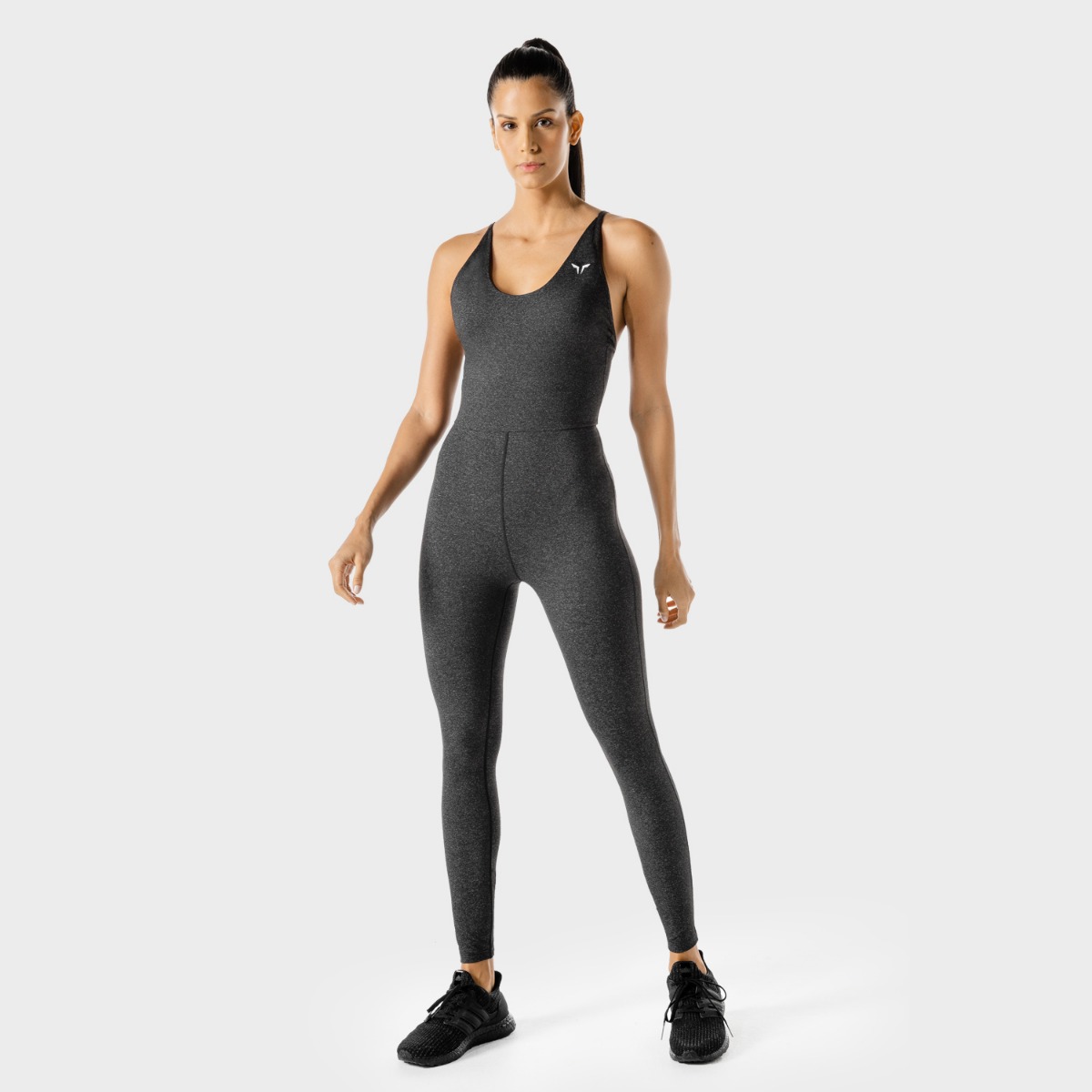 Women‘s overal Strappy Catsuit Black Marl - SQUATWOLF